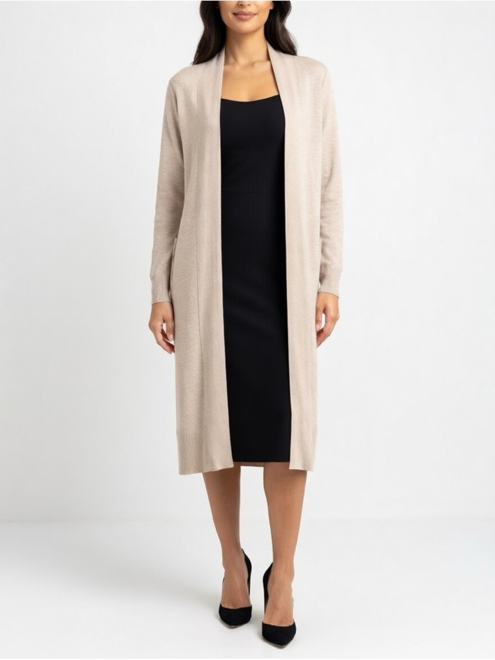 Banana Republic Beige Longline Open Front Cardigan Sweater XS